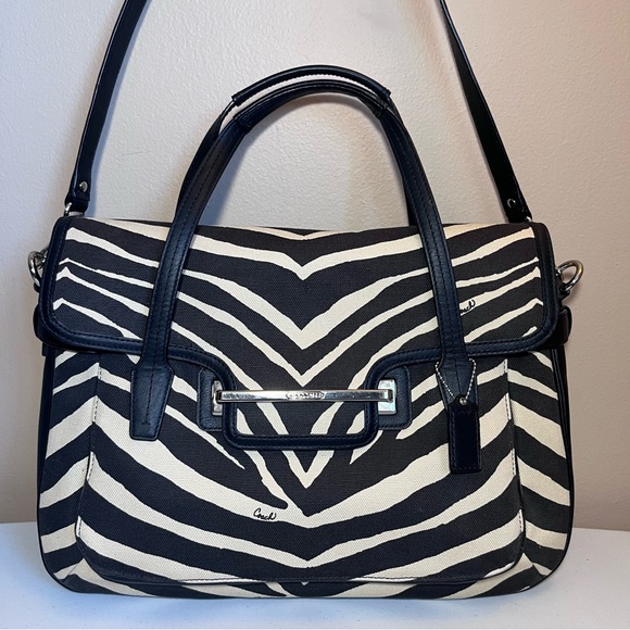 Coach Handbags - Coach Taylor Zebra Flap Satchel